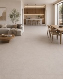 Salon z jadalnią i podłogą Grespania Porfido Taupe Natural 10,5 mm w ciepłych, neutralnych tonach.