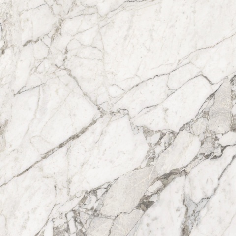 Marazzi Calacatta Extra z kremowobiałą bazą, rozbudowanym szarym użyleniem