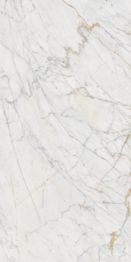 Marazzi Golden White z delikatnym szarym i złotawym użyleniem oraz błyszczącym wykończeniem Lux