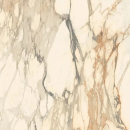 Marazzi Calacatta Vena Vecchia Lux z jasnym marmurowym tłem oraz dekoracyjnym użyleniem w szarościach, beżach i ciepłych rdzawych akcentach