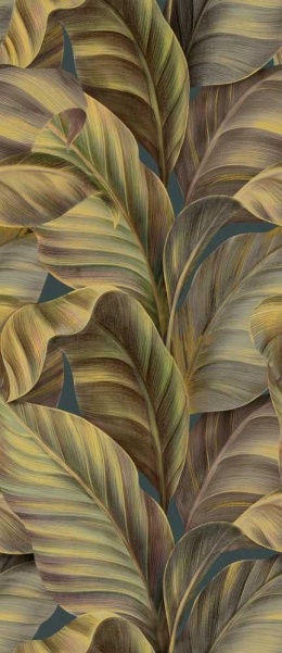 Marazzi Grande Foliage z dekoracyjnym motywem dużych liści w oliwkowych, złotych i brązowych tonach