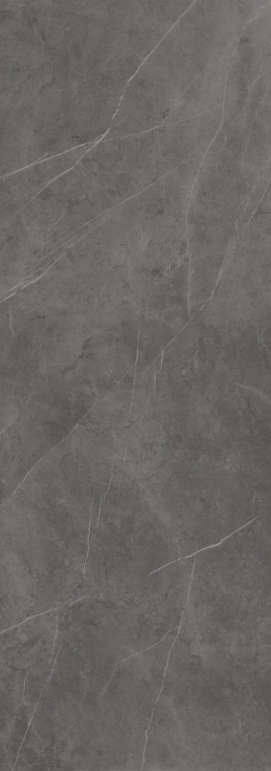 Pełna płyta Laminam I Naturali Pietra Grey Naturale z matowym grafitowym tłem i subtelnymi białymi żyłami.
