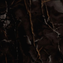 Marazzi Onice Nero w głębokiej czerni z grafitowo-brązowymi przejściami i bursztynowym użyleniem