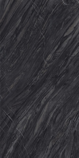 Marazzi Bahia Black z czarno-grafitową bazą, diagonalnymi pasmami i cienkimi jasnymi żyłkami