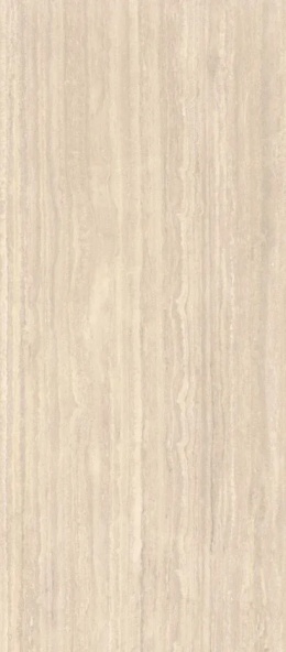 Marazzi Travertino Classico z jasną kremowo-beżową bazą i pionowym, warstwowym rysunkiem trawertynu