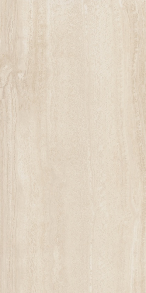 Marazzi Grande MPML Travertino Navona 3D Ink RT 120 × 278 cm Natural 6 mm to wielkoformatowa płyta gresowa o kremowo-beżowej bazie i pionowym rysunku trawertynu. Naturalny mat, technologia 3D Ink oraz rektyfikowane krawędzie sprawdzają się na nowoczesnych