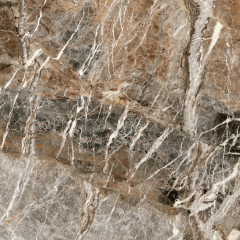 FLORIM Stone Mountain Peak Glossy Mirror, brązowo-szary spiek z wyrazistym białym użyleniem.
