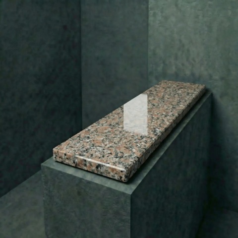 Parapet granitowy Rosa Porino 2 cm poler na ekspozytorze