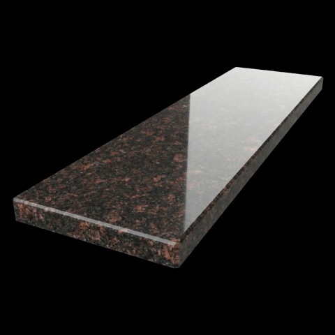 Parapet granitowy Tan Brown FALCO 2 i 3 cm z polerowaną ciemną powierzchnią i brązowym ziarnem