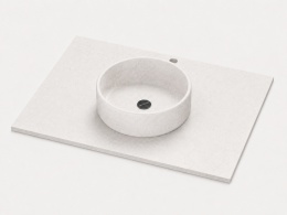 Umywalka Integrity Zoe Top Snowy Ibiza z jasnym blatem Silestone wykonywanym na wymiar i prostą krawędzią 1,2 cm