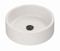 Okrągła umywalka Silestone Integrity Zoe Top Snowy Ibiza z subtelnym szarym rysunkiem
