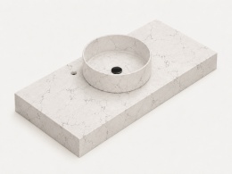 Umywalka Silestone Integrity Zoe Top White Arabesque z blatem na wymiar i pogrubieniem do 10 cm