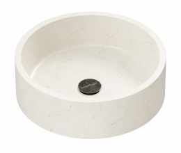 Umywalka Silestone Integrity Zoe Top Bao Blanc Élysée z charakterystycznym jasnym tłem i delikatnym złotawym użyleniem