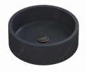 Umywalka Integrity Zoe Top Bao Charcoal Soapstone na ciemnym blacie Silestone z delikatnym użyleniem