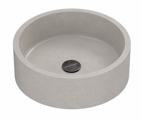 Umywalka Silestone Integrity Zoe Top Bao Poblenou Suede – okrągła misa nablatowa w jasnoszarym, mineralnym dekorze