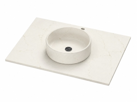 Umywalka Integrity Zoe Top Bao Blanc Élysée z blatem wykonywanym na wymiar i prostą krawędzią 1,2 cm