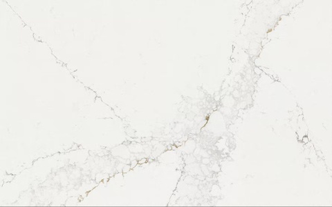 Silestone Bronze Rivers z kremowo-białym tłem oraz wyrazistym użyleniem w szarych i złotych tonach