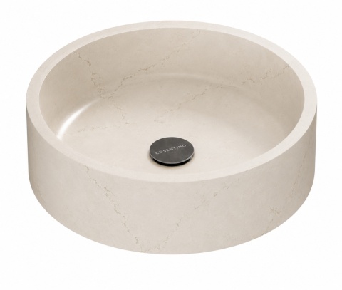Umywalka Silestone Integrity Zoe Top Bao Calacatta Tova z delikatnym użyleniem w ciepłej tonacji