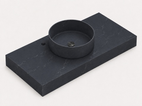 Umywalka Integrity Zoe Top Bao Charcoal Soapstone z blatem wykonywanym na wymiar i pogrubieniem krawędzi do 10 cm