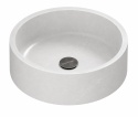Okrągła umywalka Silestone Integrity Zoe Top Bao Desert Silver z subtelnym rysunkiem powierzchni