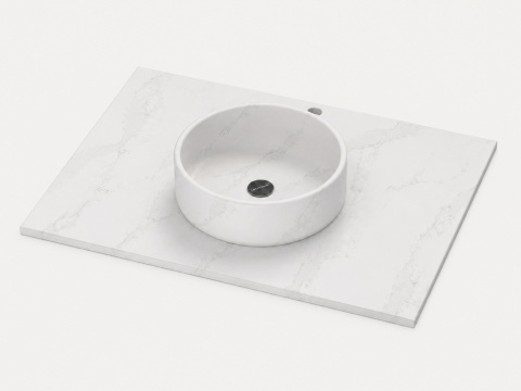 Umywalka Silestone Integrity Zoe Top Bao Et. Calacatta Gold z blatem pod wymiar o prostej krawędzi 1,2 cm
