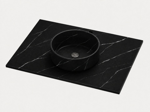 Umywalka Silestone Integrity Zoe Top Bao Eternal Marquina z blatem na wymiar o krawędzi do 1,2 cm