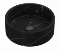 Silestone Integrity Zoe Top Bao Eternal Marquina – okrągła umywalka w głębokiej czerni z kontrastowym jasnym użyleniem
