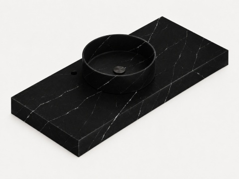 Umywalka Silestone Integrity Zoe Top Bao Eternal Marquina z blatem wykonywanym na wymiar i efektowną pogrubioną krawędzią 10 cm