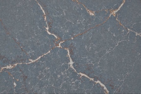 Silestone Parisien Bleu – niebiesko-szary dekor z jasnym i złotym użyleniem