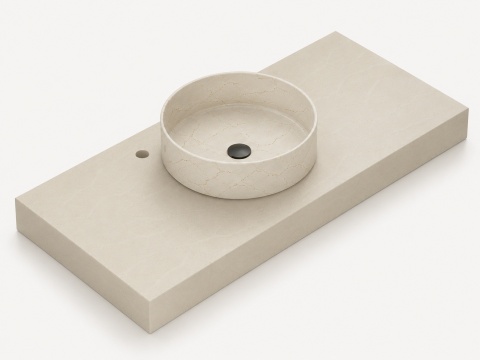 Zoe TOP Bao z okrągłą misą i blatem Silestone Versailles Ivory w jasnym kamiennym wykończeniu