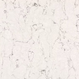 Struktura Silestone White Arabesque – jasna baza z charakterystycznym, nieregularnym szarym użyleniem
