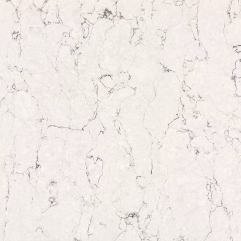 Struktura Silestone White Arabesque – jasna biała baza z charakterystycznym, nieregularnym szarym użyleniem