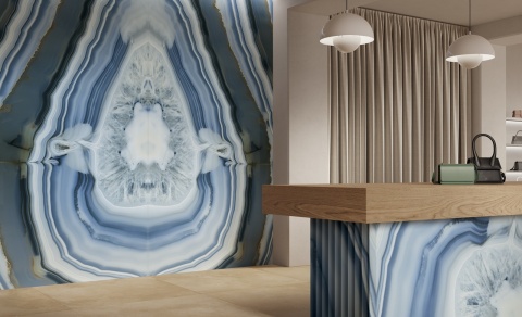 dekoracyjny spiek kwarcowy Fondovalle Agate Blue Velvet