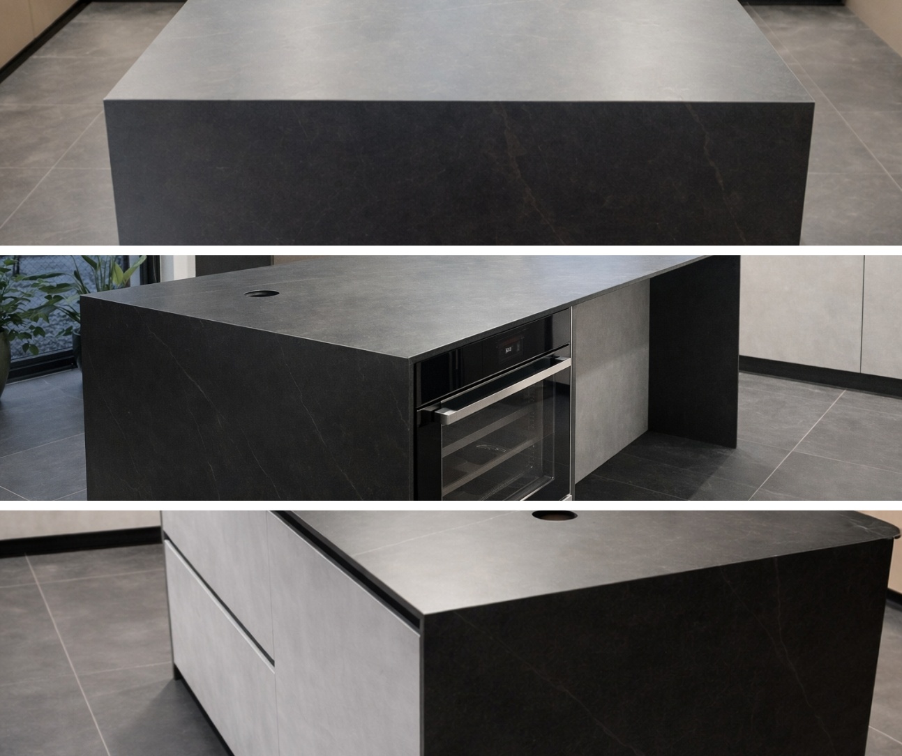 Wyspa kuchenna z Neolith Calatorao &ndash; mocny, elegancki akcent w centrum wnętrza.