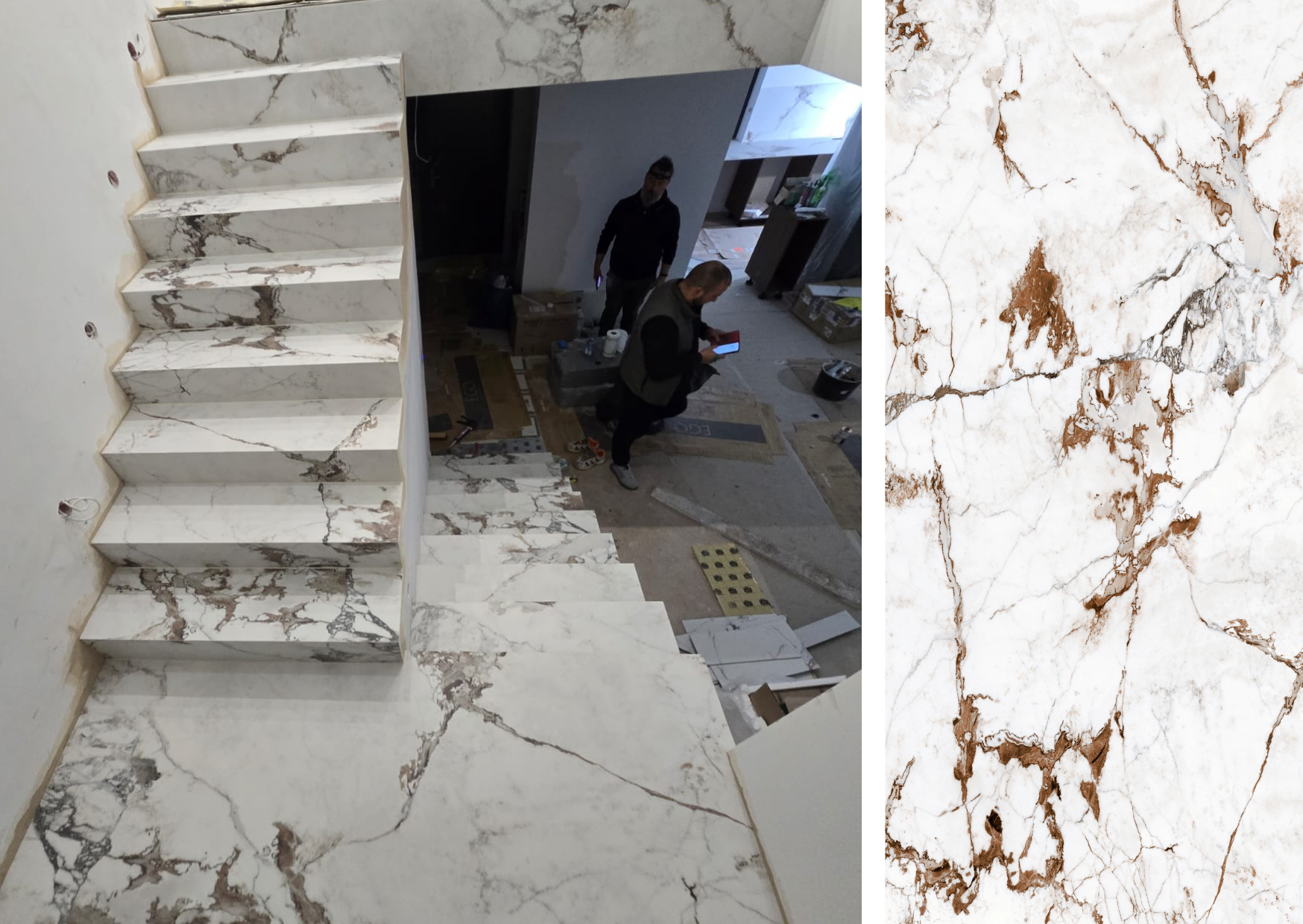 Nowoczesne schody ze spieków kwarcowych – realizacja na Florim Marble Capraia