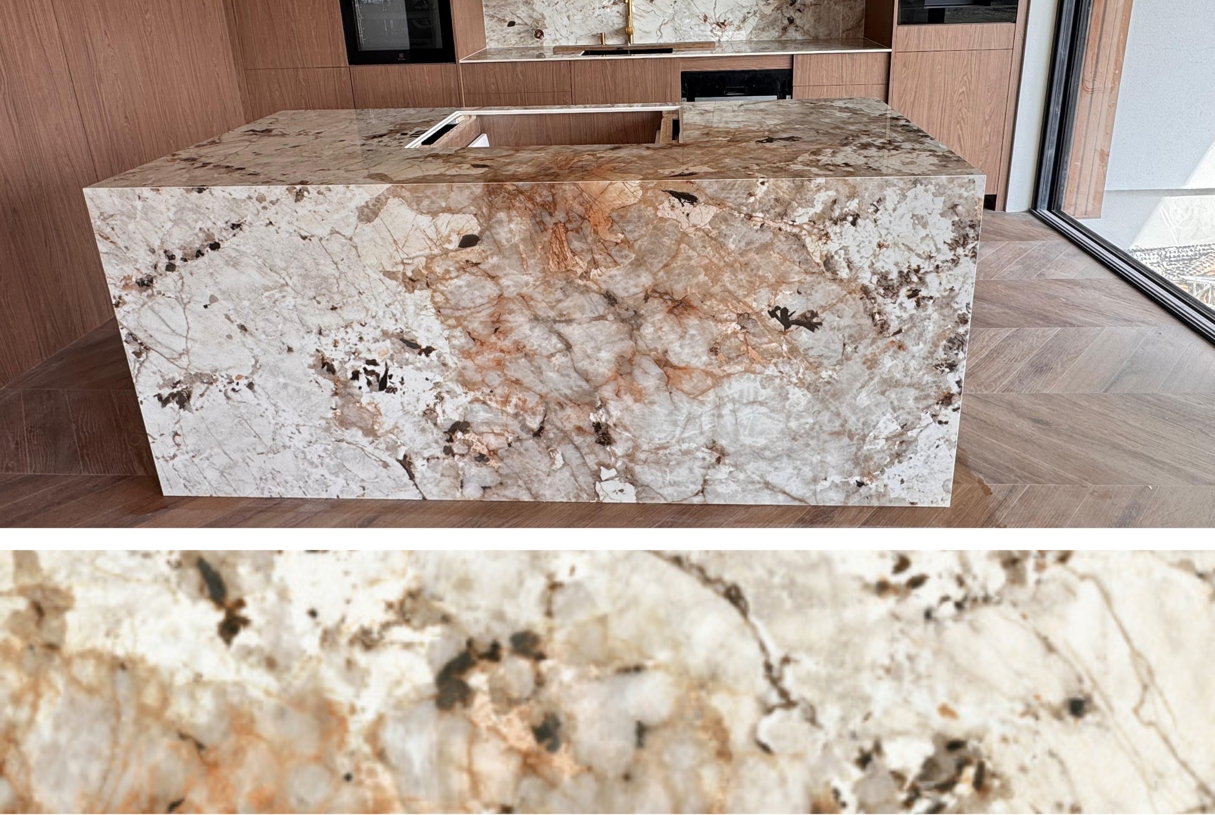 Realizacja kuchni ze spieku Florim Stone Marble Heritage Tundra