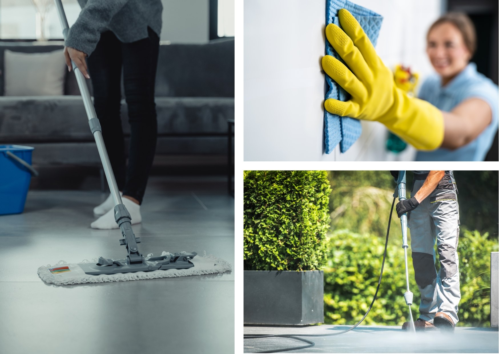 Czyszczenie podł&oacute;g i taras&oacute;w z kamienia naturalnego i spiek&oacute;w przy użyciu wody i delikatnych środk&oacute;w